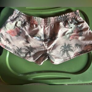 Floral Palm Tree Print Reversible Swim Shorts